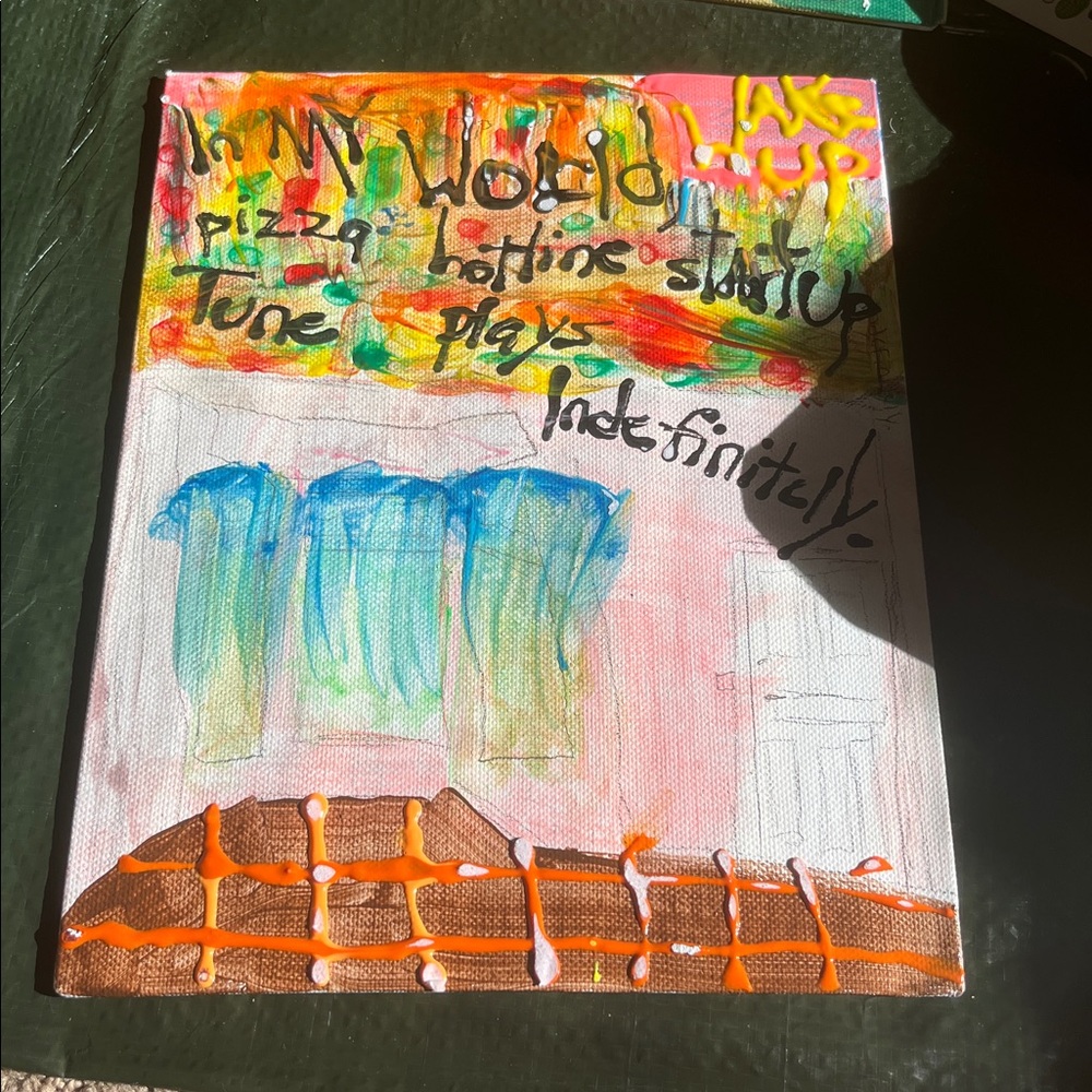 ‘Pizza Hotline Startup Tune Indefinitely’ Canvas Painting by Sara Haber 8 by 10